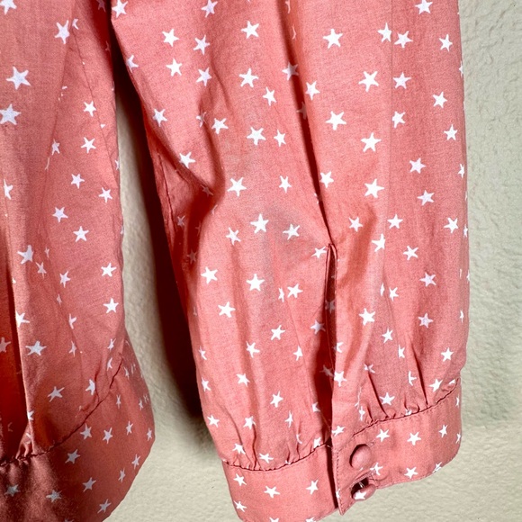 Madewell Wrap Top Peach Star Print - Picture 4 of 5